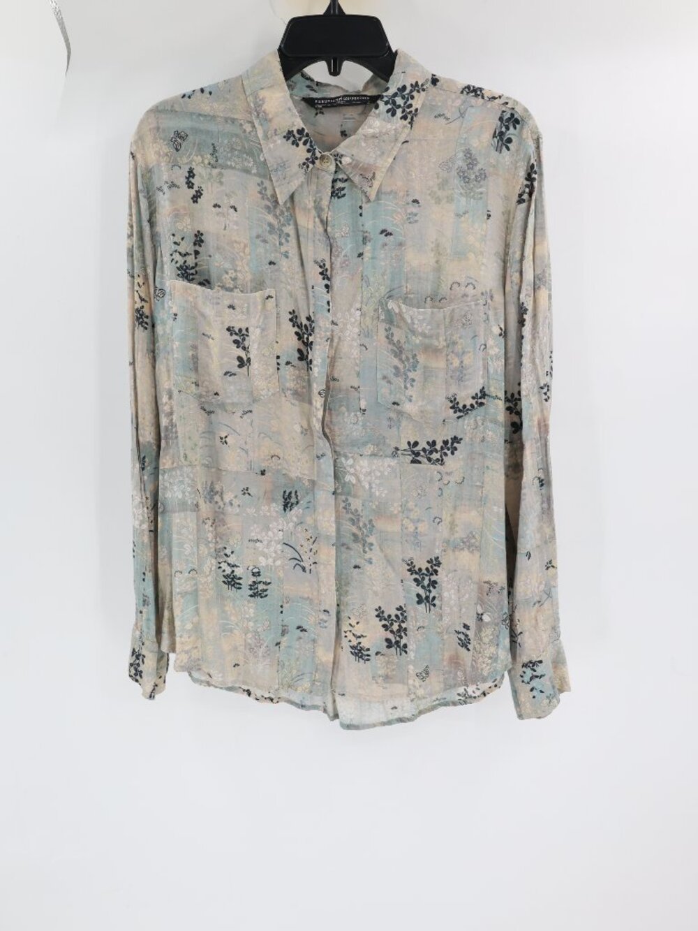 Peruvian Connection shirt womens XL long sleeve button up modal rayon pastel